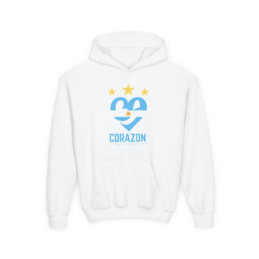 Youth Hooded Sweatshirt with 'Corazon' Design - Heartfelt Comfort for Kids