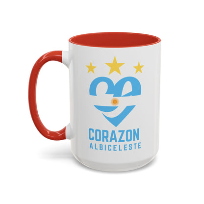 Corazon Albiceleste Accent Coffee Mug - 11 & 15oz - Perfect for Fans and Gifts