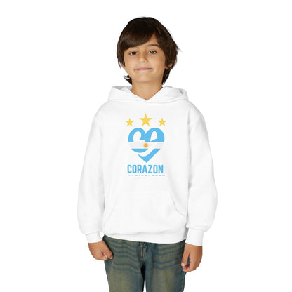 Youth Hooded Sweatshirt with 'Corazon' Design - Heartfelt Comfort for Kids