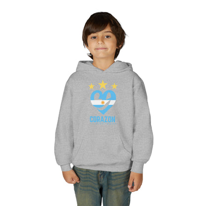 Youth Hooded Sweatshirt with 'Corazon' Design - Heartfelt Comfort for Kids
