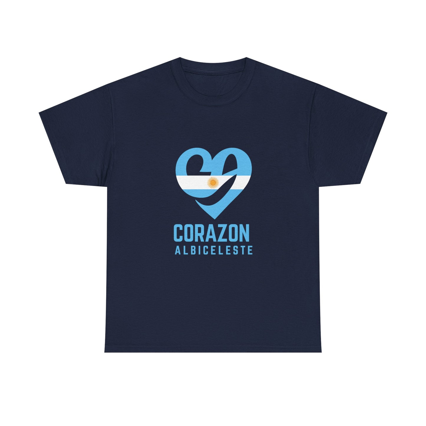 Corazon Albiceleste Unisex Heavy Cotton Tee - Heart Design for Passionate Fans