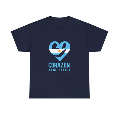 Corazon Albiceleste Unisex Heavy Cotton Tee - Heart Design for Passionate Fans