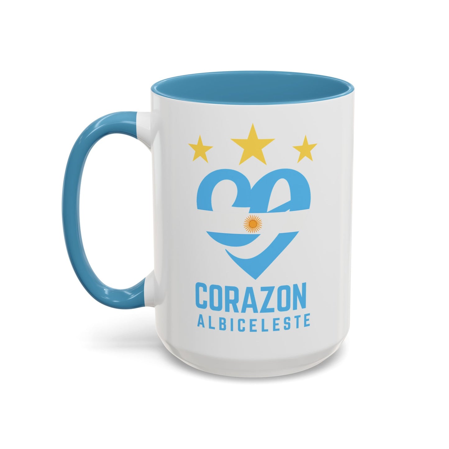 Corazon Albiceleste Accent Coffee Mug - 11 & 15oz - Perfect for Fans and Gifts
