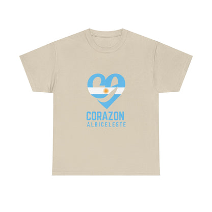 Corazon Albiceleste Unisex Heavy Cotton Tee - Heart Design for Passionate Fans