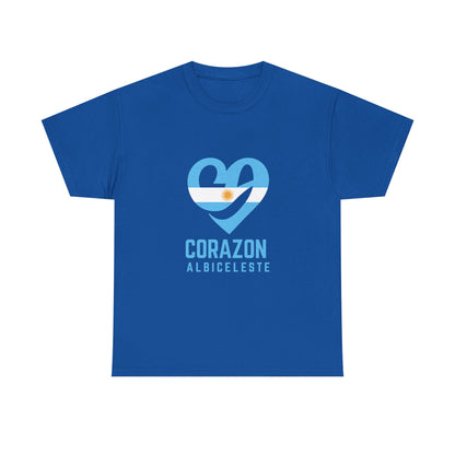 Corazon Albiceleste Unisex Heavy Cotton Tee - Heart Design for Passionate Fans
