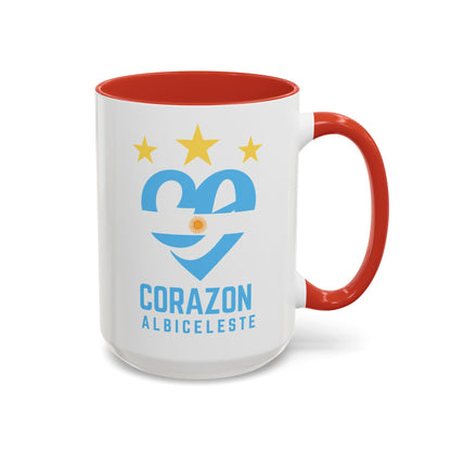 Corazon Albiceleste Accent Coffee Mug - 11 & 15oz - Perfect for Fans and Gifts