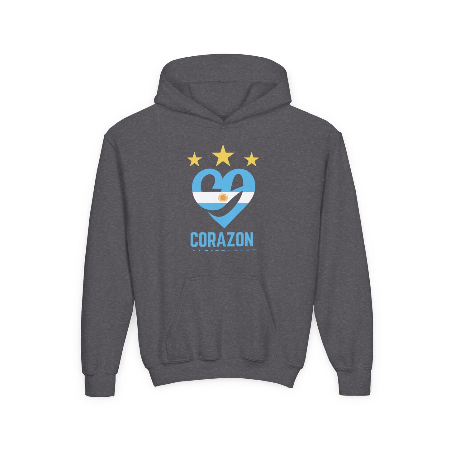 Youth Hooded Sweatshirt with 'Corazon' Design - Heartfelt Comfort for Kids