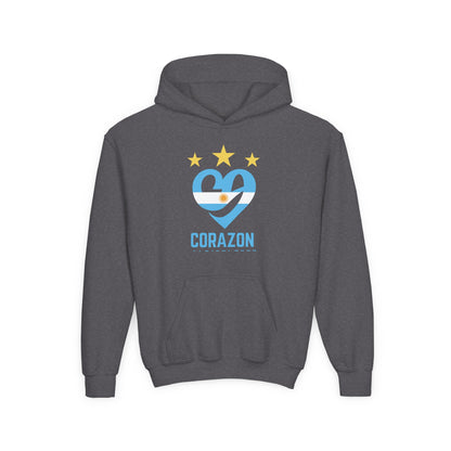 Youth Hooded Sweatshirt with 'Corazon' Design - Heartfelt Comfort for Kids