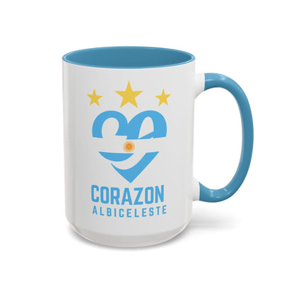 Corazon Albiceleste Accent Coffee Mug - 11 & 15oz - Perfect for Fans and Gifts