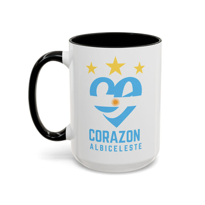 Corazon Albiceleste Accent Coffee Mug - 11 & 15oz - Perfect for Fans and Gifts