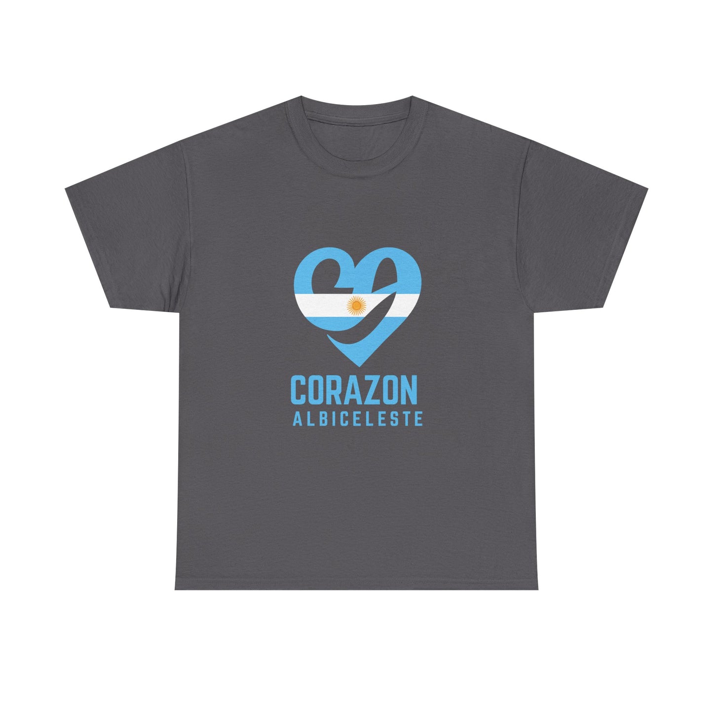 Corazon Albiceleste Unisex Heavy Cotton Tee - Heart Design for Passionate Fans