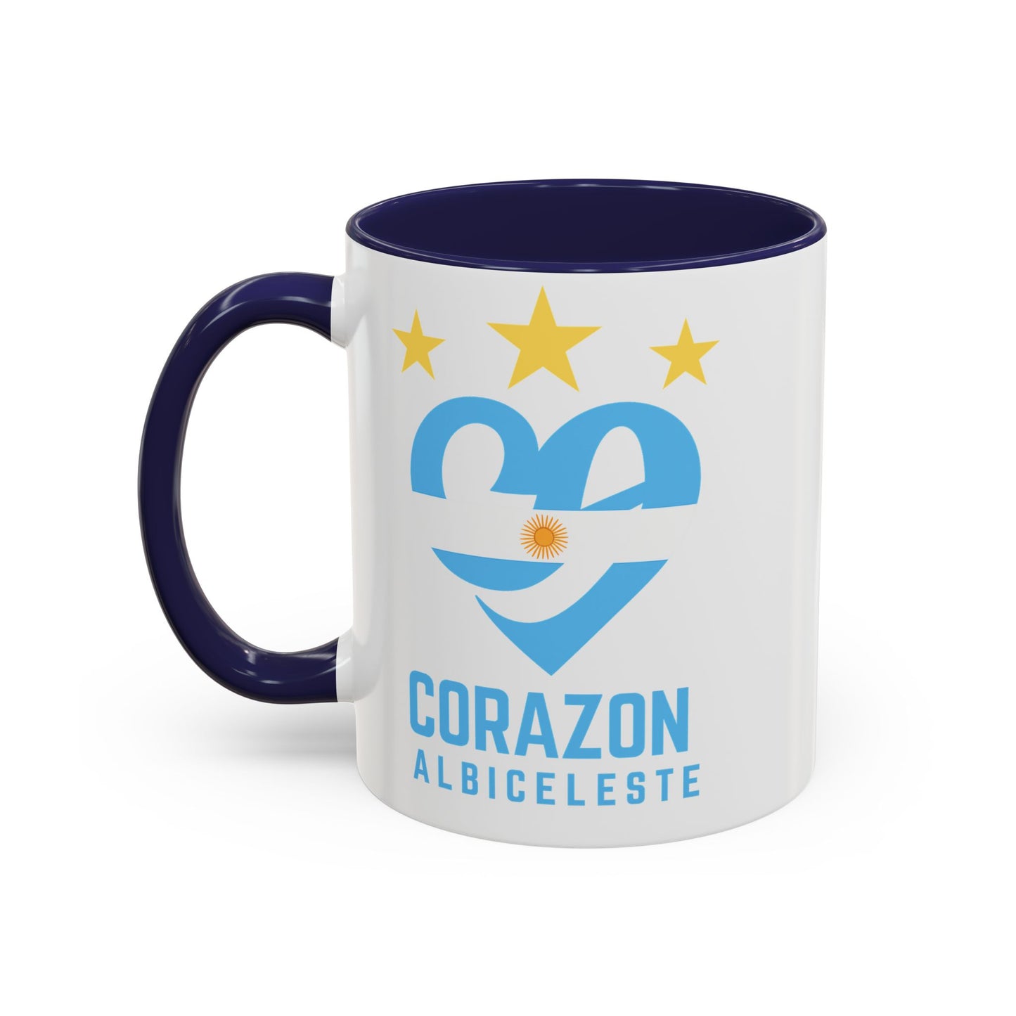 Corazon Albiceleste Accent Coffee Mug - 11 & 15oz - Perfect for Fans and Gifts