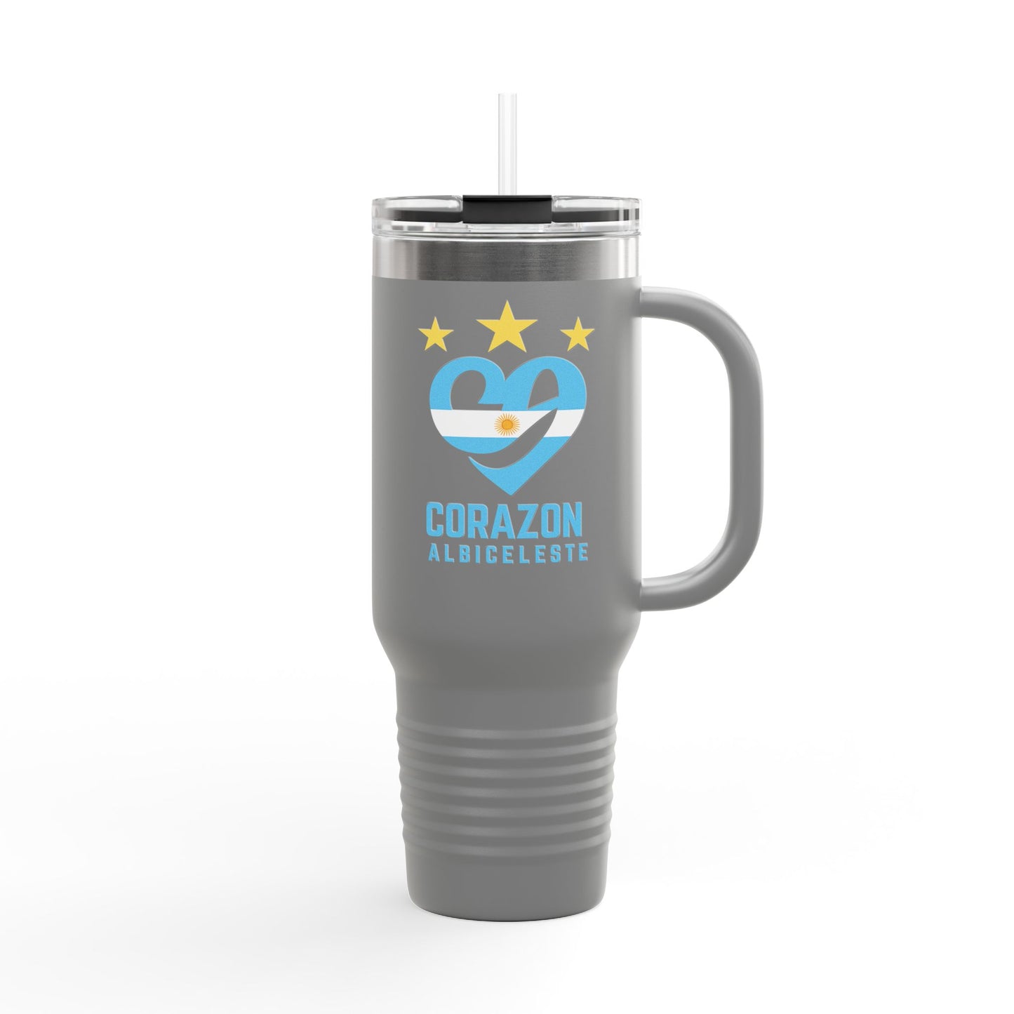 40oz Insulated Travel Mug - 'Corazón Albiceleste' Design for Adventurers