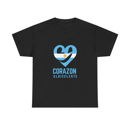 Corazon Albiceleste Unisex Heavy Cotton Tee - Heart Design for Passionate Fans
