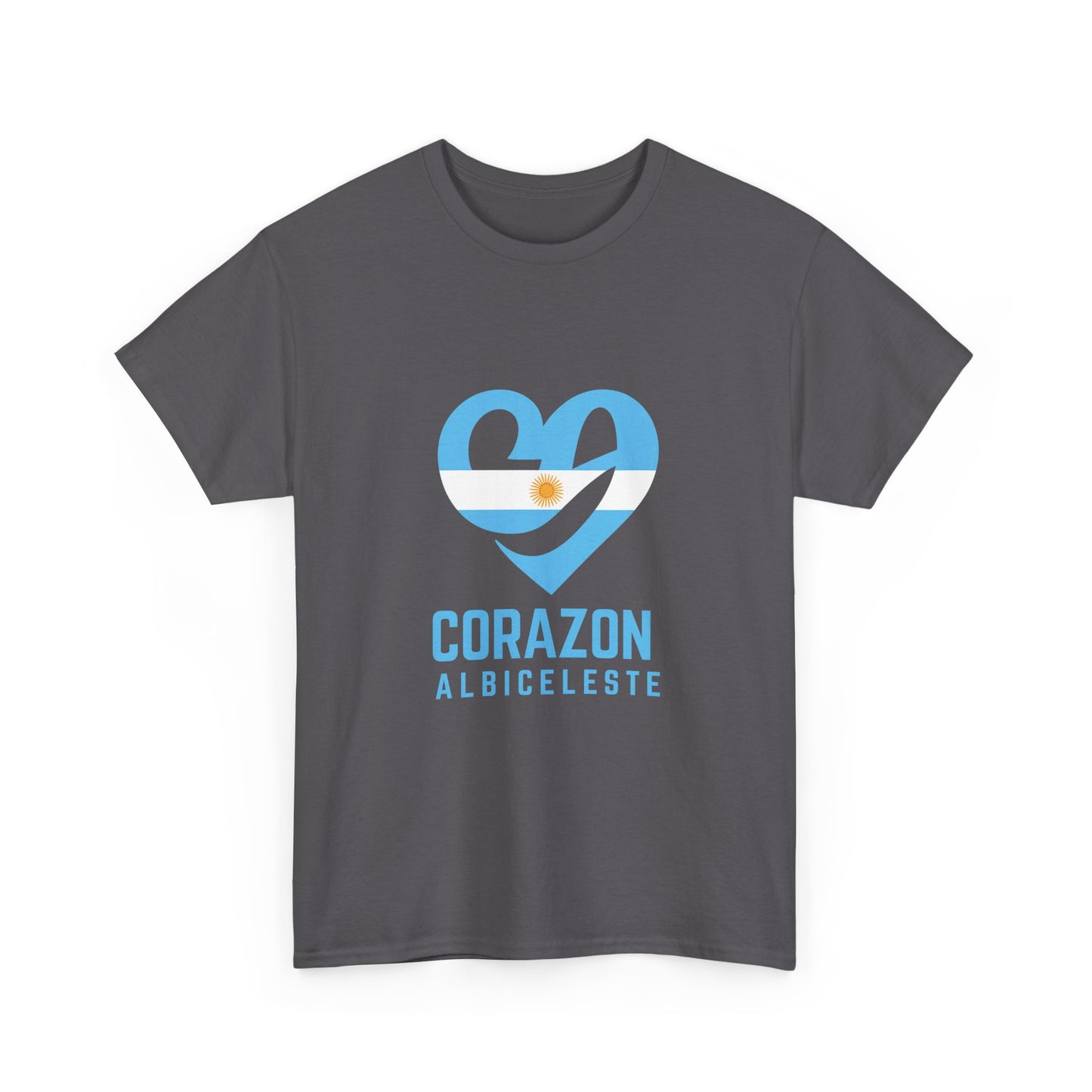 Corazon Albiceleste Unisex Heavy Cotton Tee - Heart Design for Passionate Fans