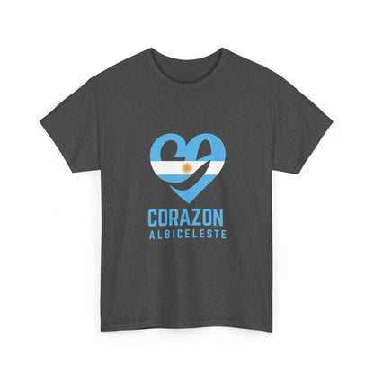 Corazon Albiceleste Unisex Heavy Cotton Tee - Heart Design for Passionate Fans