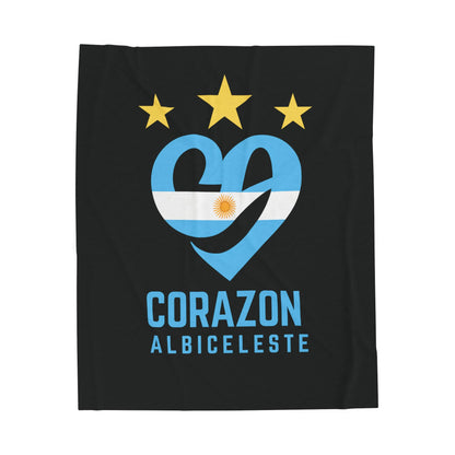 Corazon Albiceleste Velveteen Plush Blanket - Cozy Throw for Soccer Fans