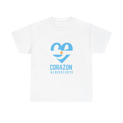 Corazon Albiceleste Unisex Heavy Cotton Tee - Heart Design for Passionate Fans