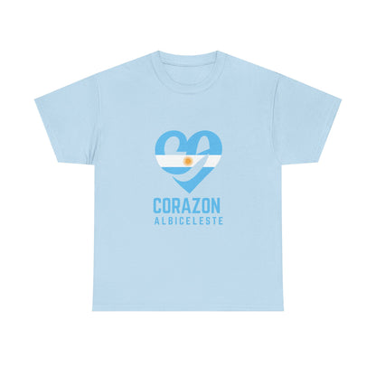 Corazon Albiceleste Unisex Heavy Cotton Tee - Heart Design for Passionate Fans