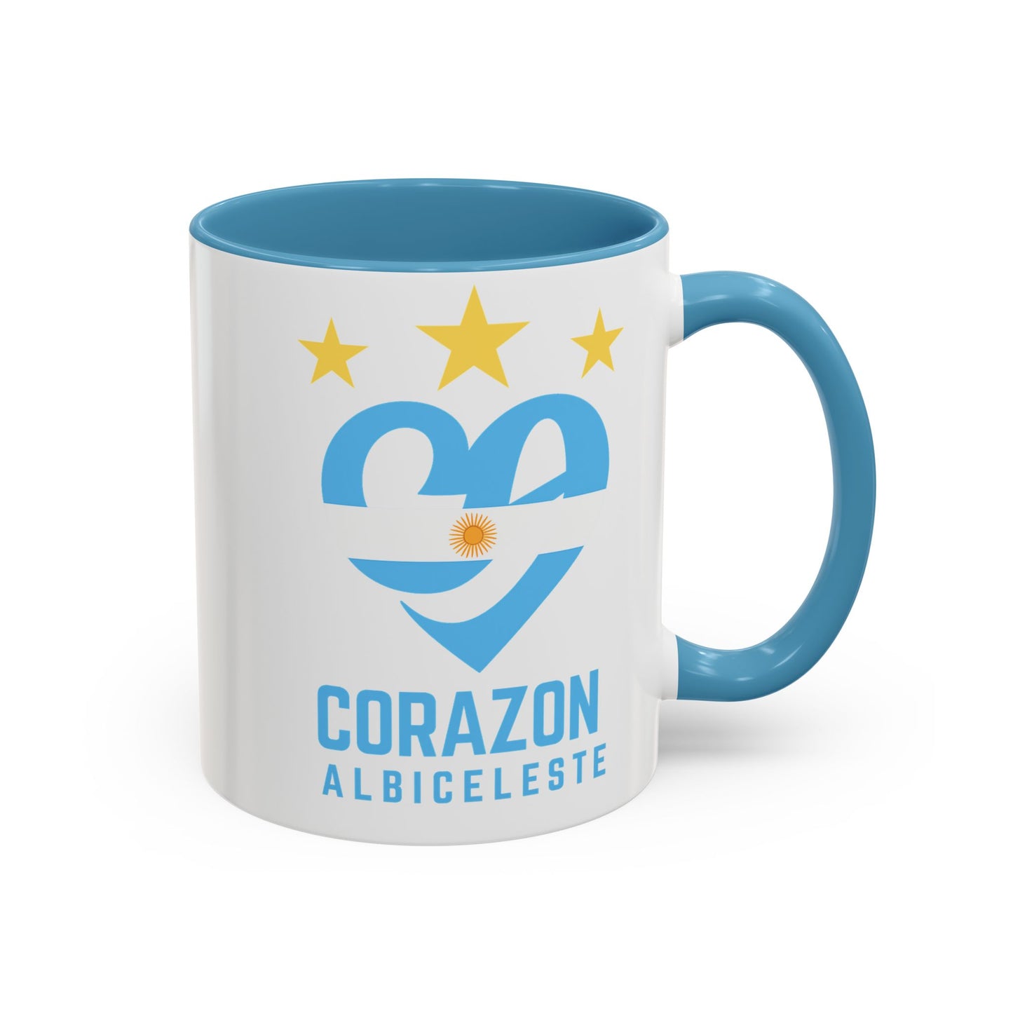 Corazon Albiceleste Accent Coffee Mug - 11 & 15oz - Perfect for Fans and Gifts