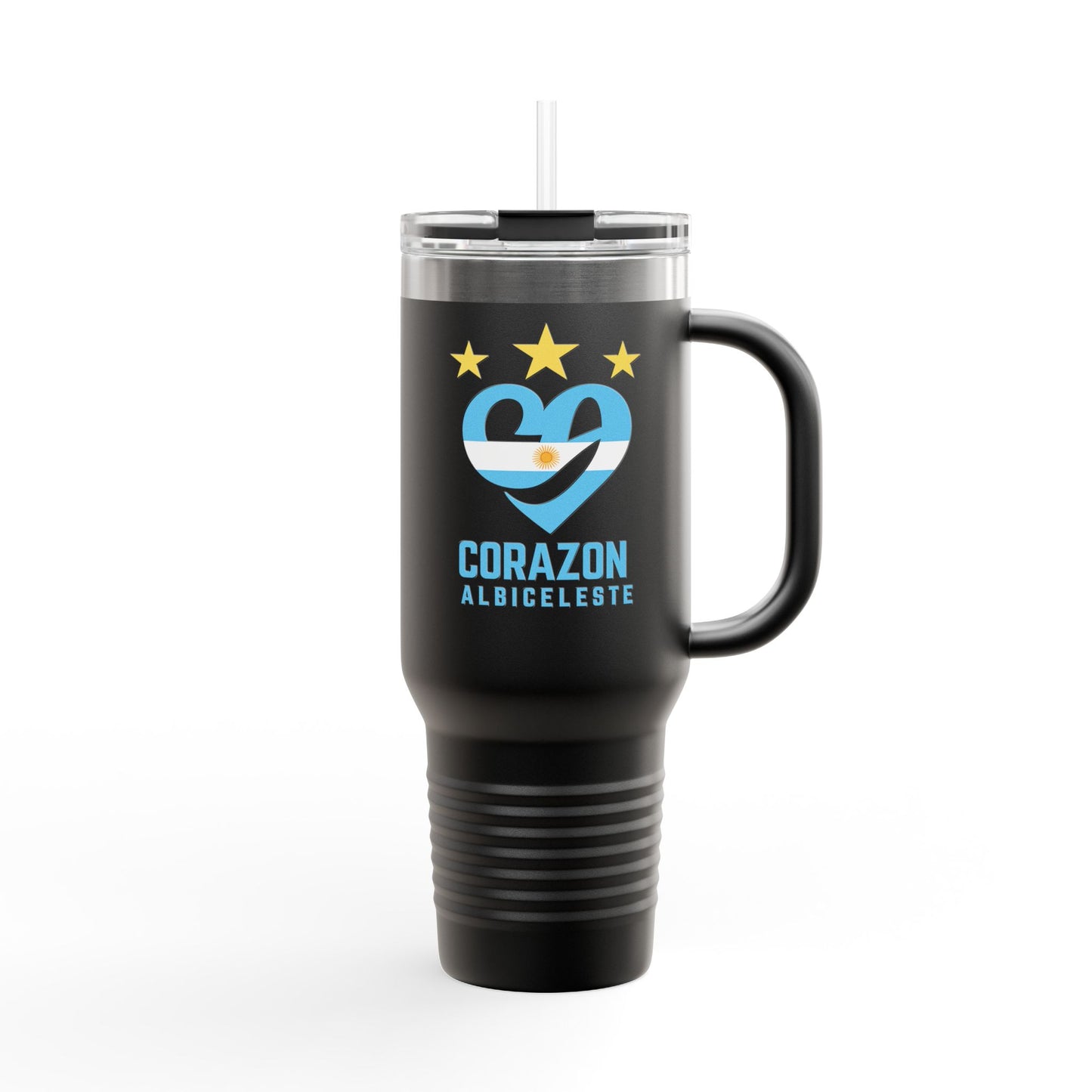40oz Insulated Travel Mug - 'Corazón Albiceleste' Design for Adventurers
