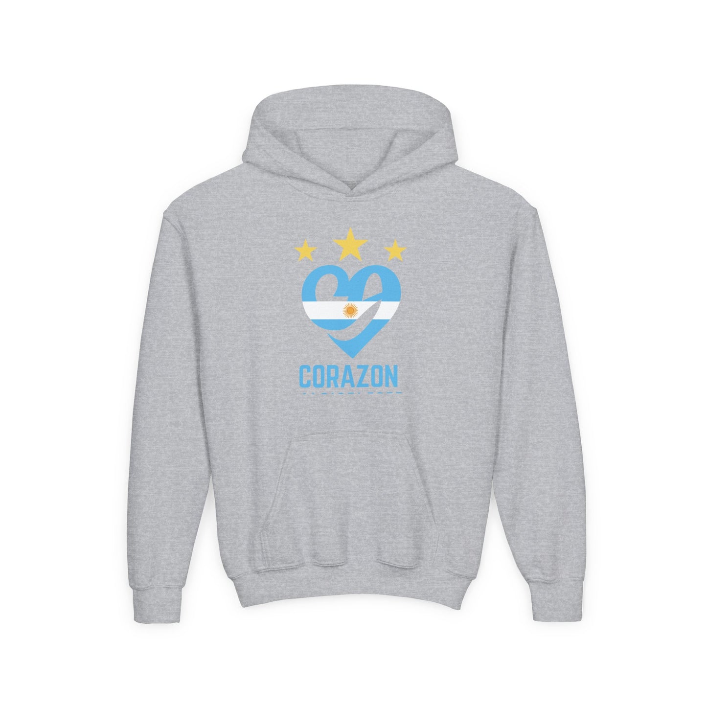 Youth Hooded Sweatshirt with 'Corazon' Design - Heartfelt Comfort for Kids