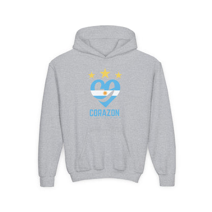 Youth Hooded Sweatshirt with 'Corazon' Design - Heartfelt Comfort for Kids