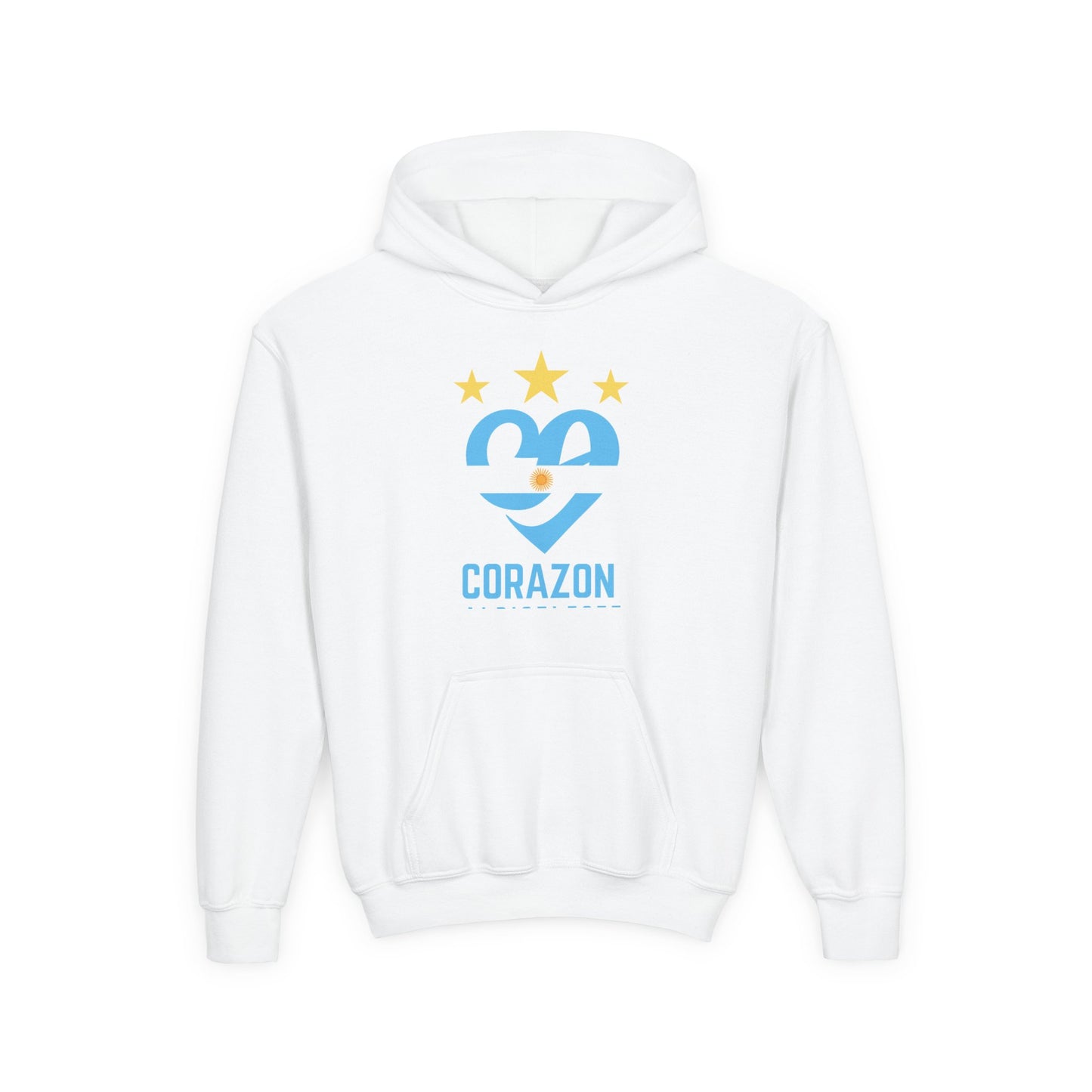 Youth Hooded Sweatshirt with 'Corazon' Design - Heartfelt Comfort for Kids