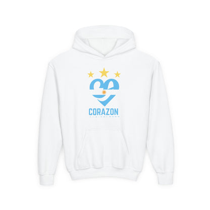 Youth Hooded Sweatshirt with 'Corazon' Design - Heartfelt Comfort for Kids