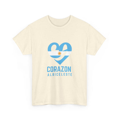 Corazon Albiceleste Unisex Heavy Cotton Tee - Heart Design for Passionate Fans