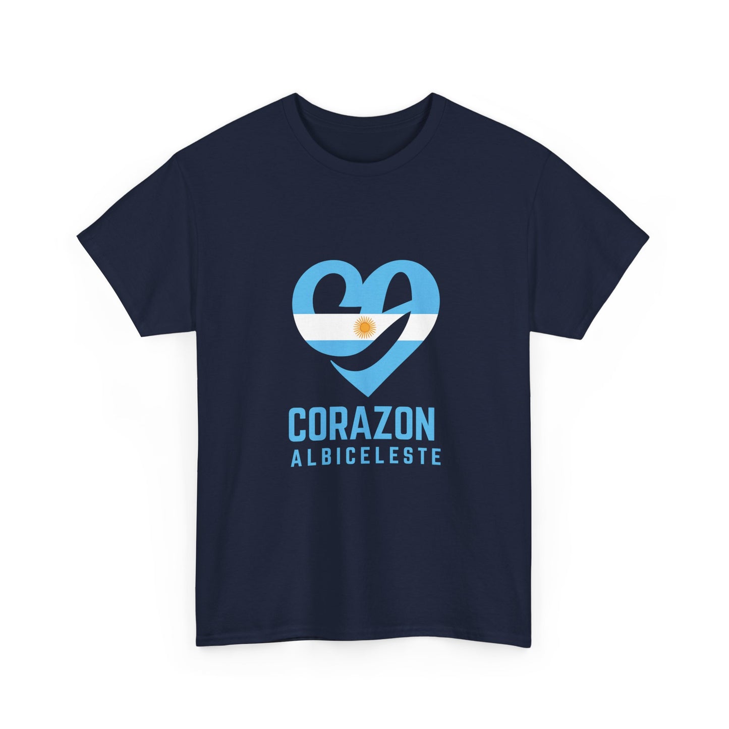Corazon Albiceleste Unisex Heavy Cotton Tee - Heart Design for Passionate Fans