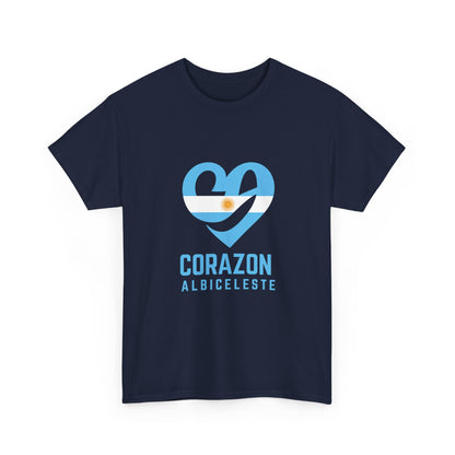 Corazon Albiceleste Unisex Heavy Cotton Tee - Heart Design for Passionate Fans