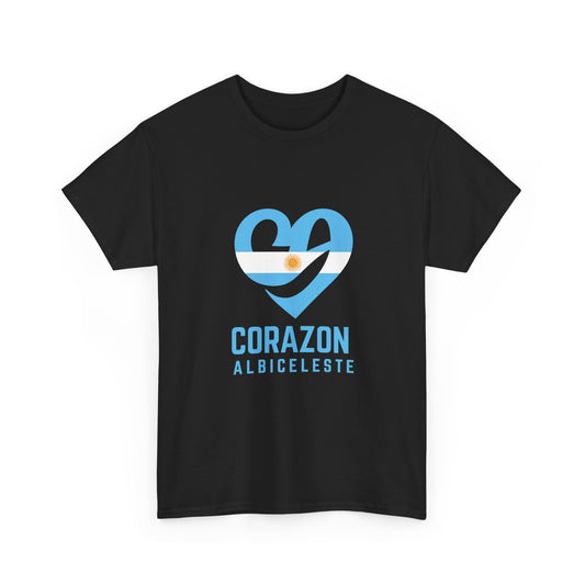 Corazon Albiceleste Unisex Heavy Cotton Tee - Heart Design for Passionate Fans