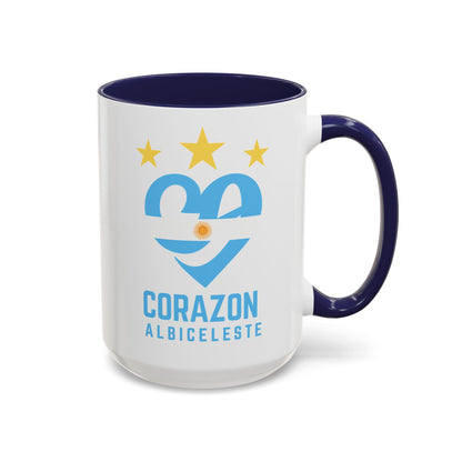 Corazon Albiceleste Accent Coffee Mug - 11 & 15oz - Perfect for Fans and Gifts