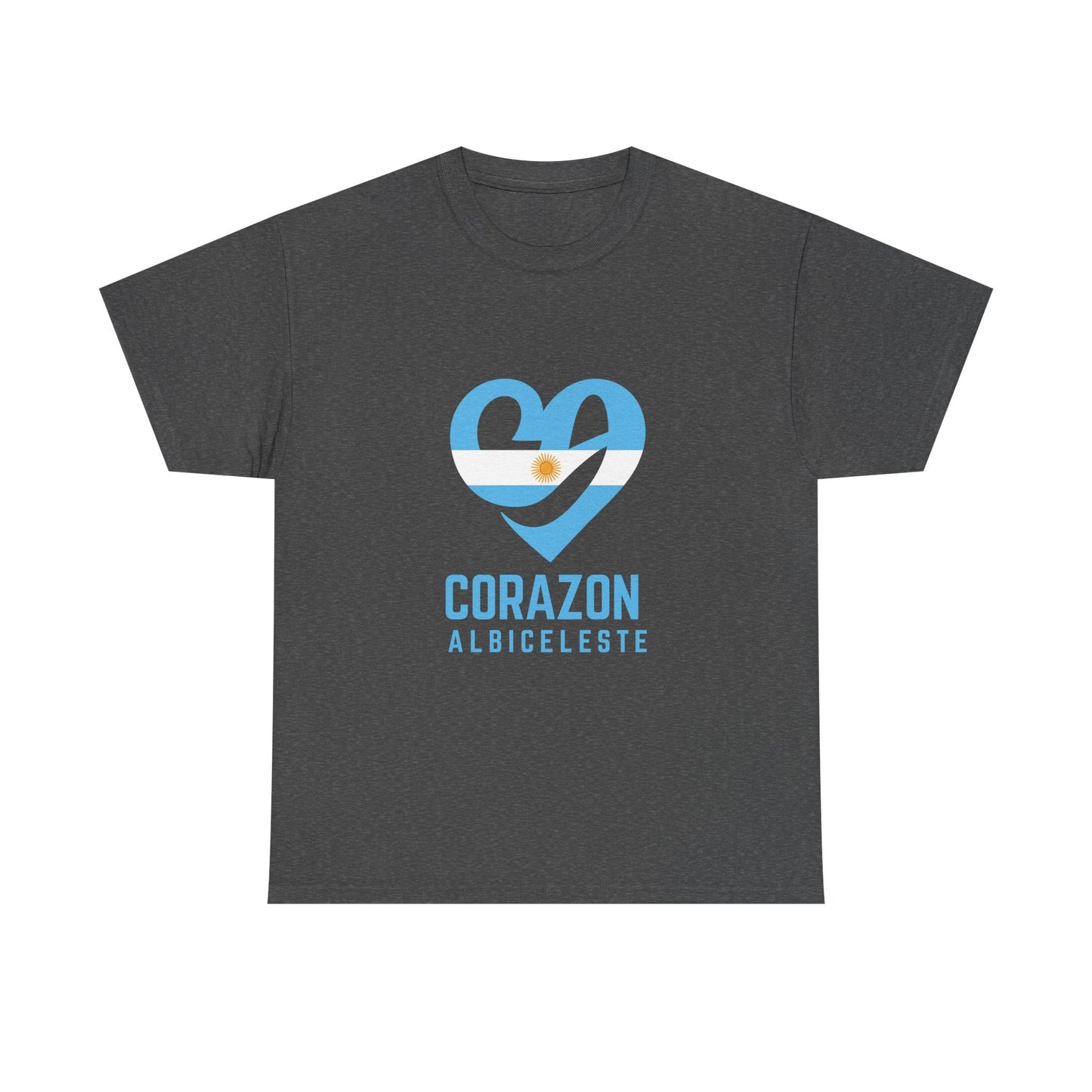Corazon Albiceleste Unisex Heavy Cotton Tee - Heart Design for Passionate Fans