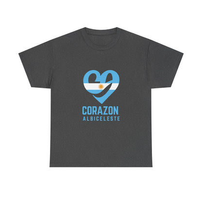 Corazon Albiceleste Unisex Heavy Cotton Tee - Heart Design for Passionate Fans