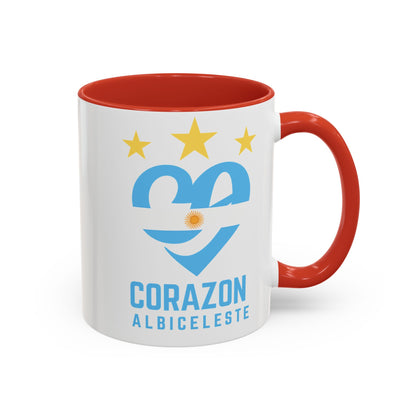 Corazon Albiceleste Accent Coffee Mug - 11 & 15oz - Perfect for Fans and Gifts