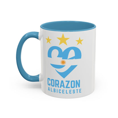 Corazon Albiceleste Accent Coffee Mug - 11 & 15oz - Perfect for Fans and Gifts