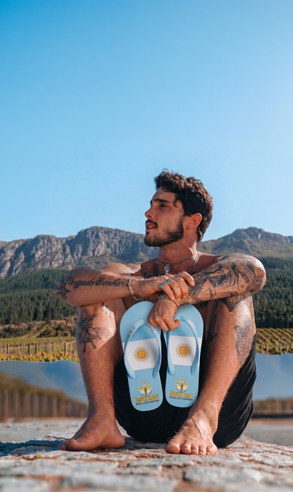 Argentina Chanclas Flag Flip Flops – Argentine Soccer 3 Star World Champions Unisex Beach Sandals